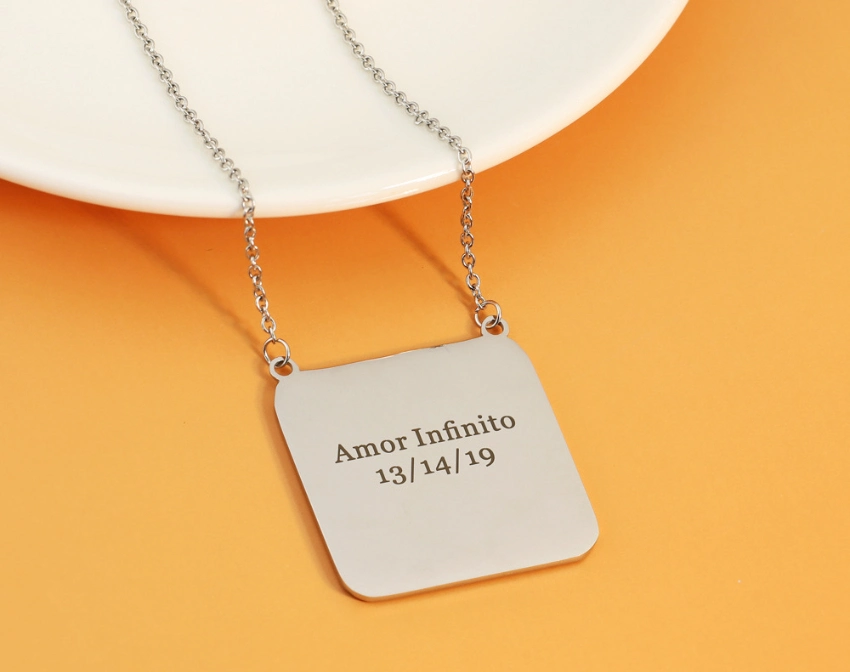 Square Photo Frame Engraved Necklace Make Your Own Acrylic Charms