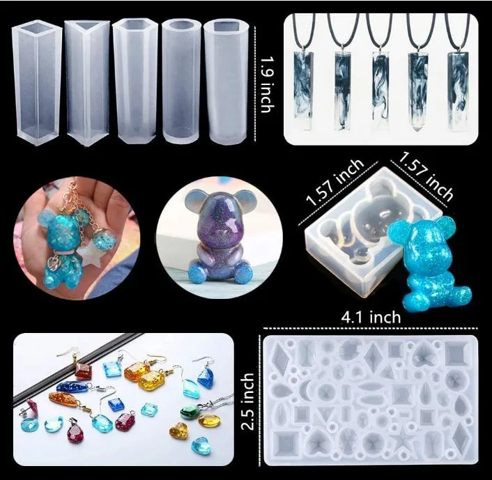 Molds Resin Jewelry Tools Set DIY Jewelry Decoration Craft Making Kit Chocolate Silicone Mold