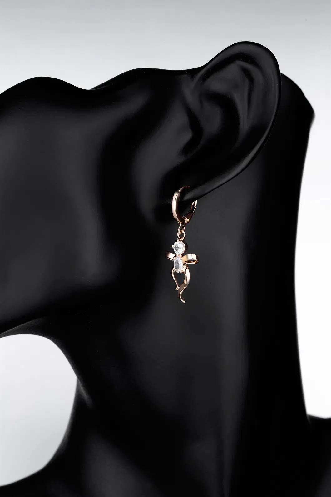 Fashion Jewelry New Design 18K Gold Pendant Drop Earring with CZ Stone