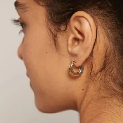 Designer-Ohrringe aus 18 Karat vergoldetem Edelstahl, Creolen aus Gold und Silber, Schmuck