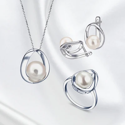925 Sterling Silber Perlen-Modeschmuck mit CZ und Fw-Perle