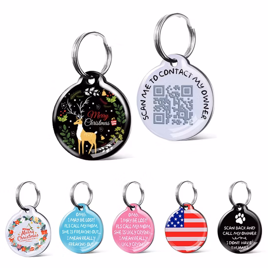 Direkter Fabrikpreis, individuelle Metall-Sublimationsgravur, Hundenamen, QR-Code, Haustier-ID-Tags