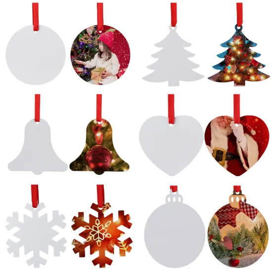 Sublimation Blanko Weihnachtsanhänger Wärmeübertragung Aluminium Weihnachtsanhänger DIY individuelles Design